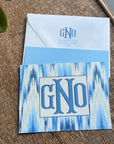 The Azure Flamestitch Monogram Notecard