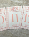 Gingham Monogram Baby Milestone Cards - Pink