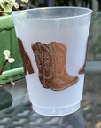 Metallic Cowboy Boots Frosted Party Cups - Set of 8
