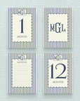 Ticking & Scallop Monogram Baby Boy Milestone Cards - Navy