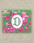 The Ming Hot Pink & Kelly Green Duogram Mahjong Card Sticker