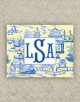 The Ming Lemon Yellow & Royal Blue Monogram Mahjong Card Sticker