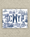 The Ming Navy & Blue Monogram Mahjong Card Sticker