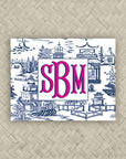 The Ming Navy & Hot Pink Monogram Mahjong Card Sticker