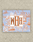 The Ming Blue & Orange Monogram Mahjong Card Sticker
