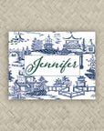 The Ming Navy & Green Personalized Mahjong Card Sticker