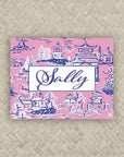 The Ming Pink & Navy Personalized Mahjong Card Sticker
