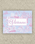 The Ming Powder Blue & Pink Personalized Mahjong Card Sticker