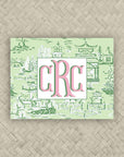 The Ming Pistachio Green & Pale Pink Monogram Mahjong Card Sticker