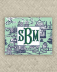 The Ming Turquoise & Navy Blue Monogram Mahjong Card Sticker