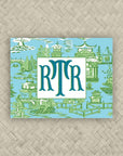 The Ming Turquoise & Kelly Green Monogram Mahjong Card Sticker