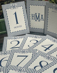 Ticking & Scallop Monogram Baby Boy Milestone Cards - Navy