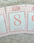 Gingham Monogram Baby Milestone Cards - Pink