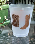 Metallic Cowboy Boots Frosted Party Cups - Set of 8