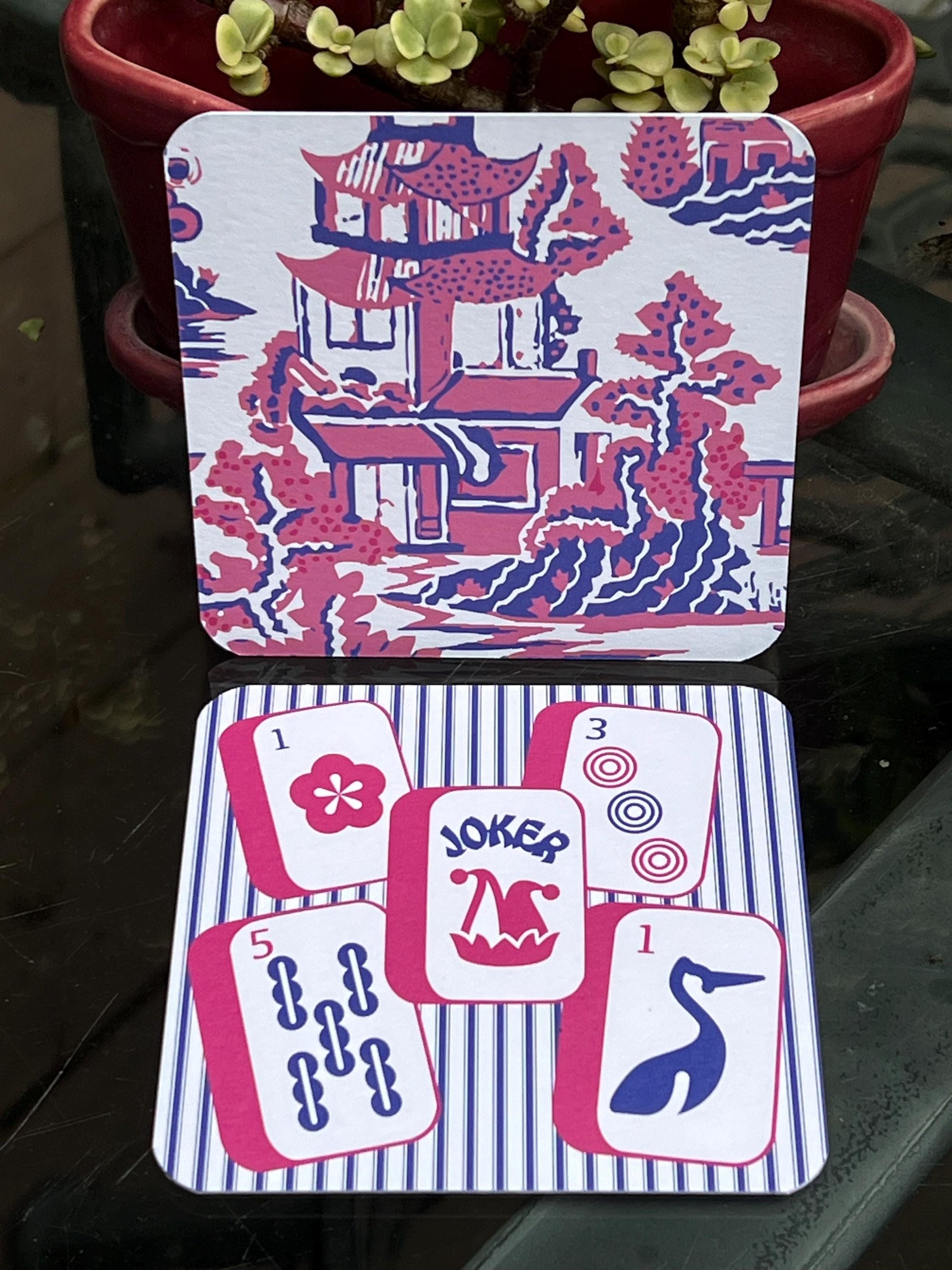 Preppy Pagoda Mahjong Coasters - Set of 10