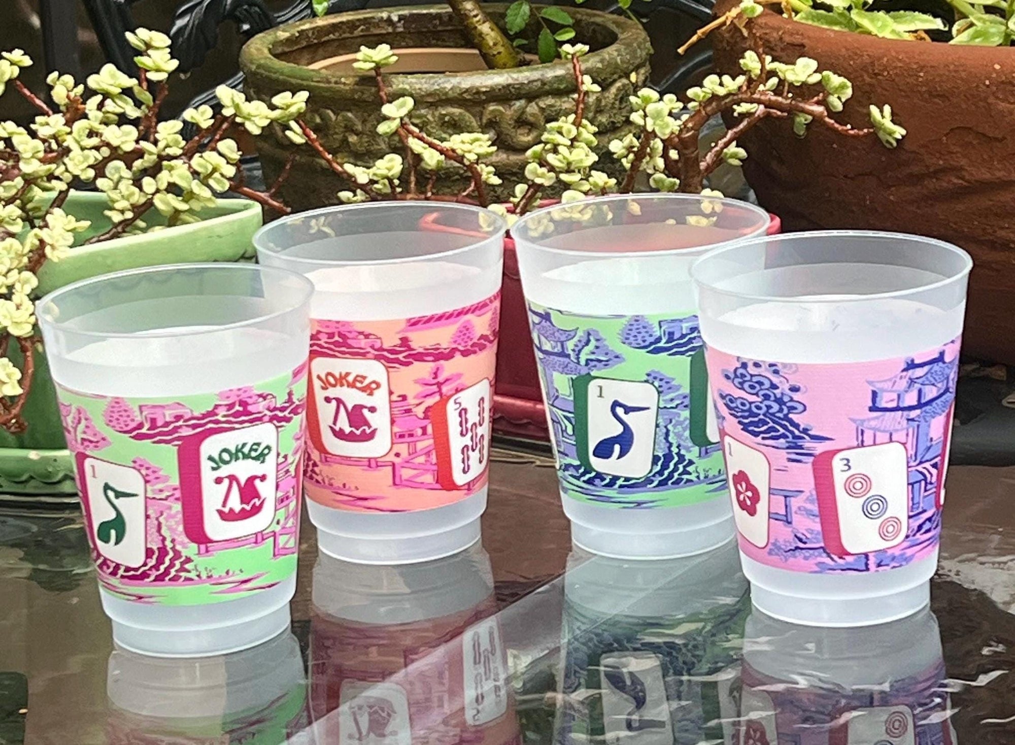 The Ming Frosted Mahjong Cups - Set of 8