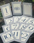 Ticking & Scallop Monogram Baby Boy Milestone Cards - Navy