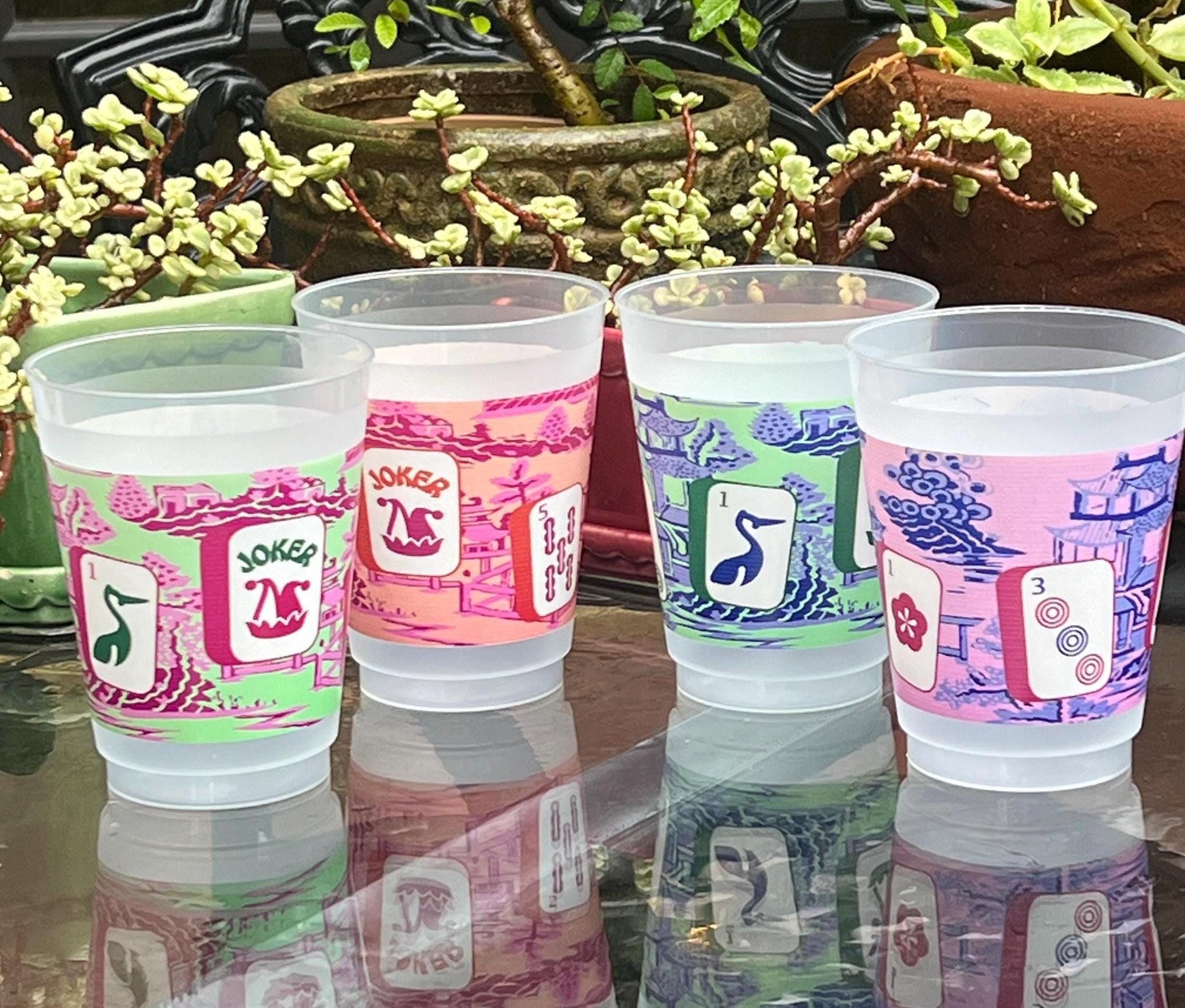 The Ming Frosted Mahjong Cups - Set of 8