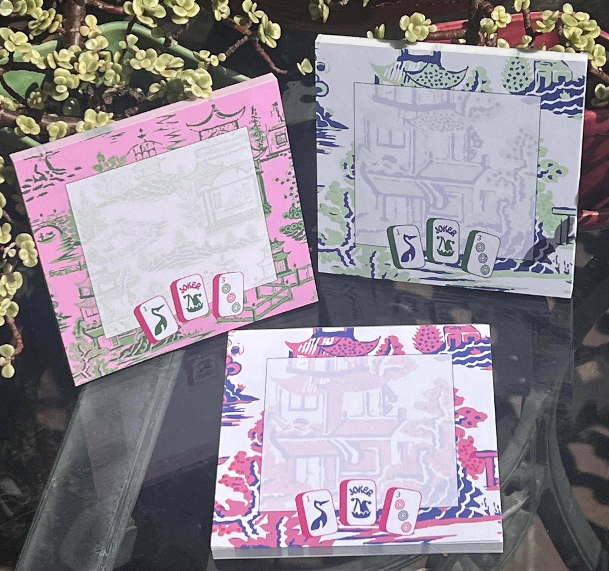 Mahjong Tile Blue &amp; Green Notepad