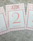Gingham Monogram Baby Milestone Cards - Pink