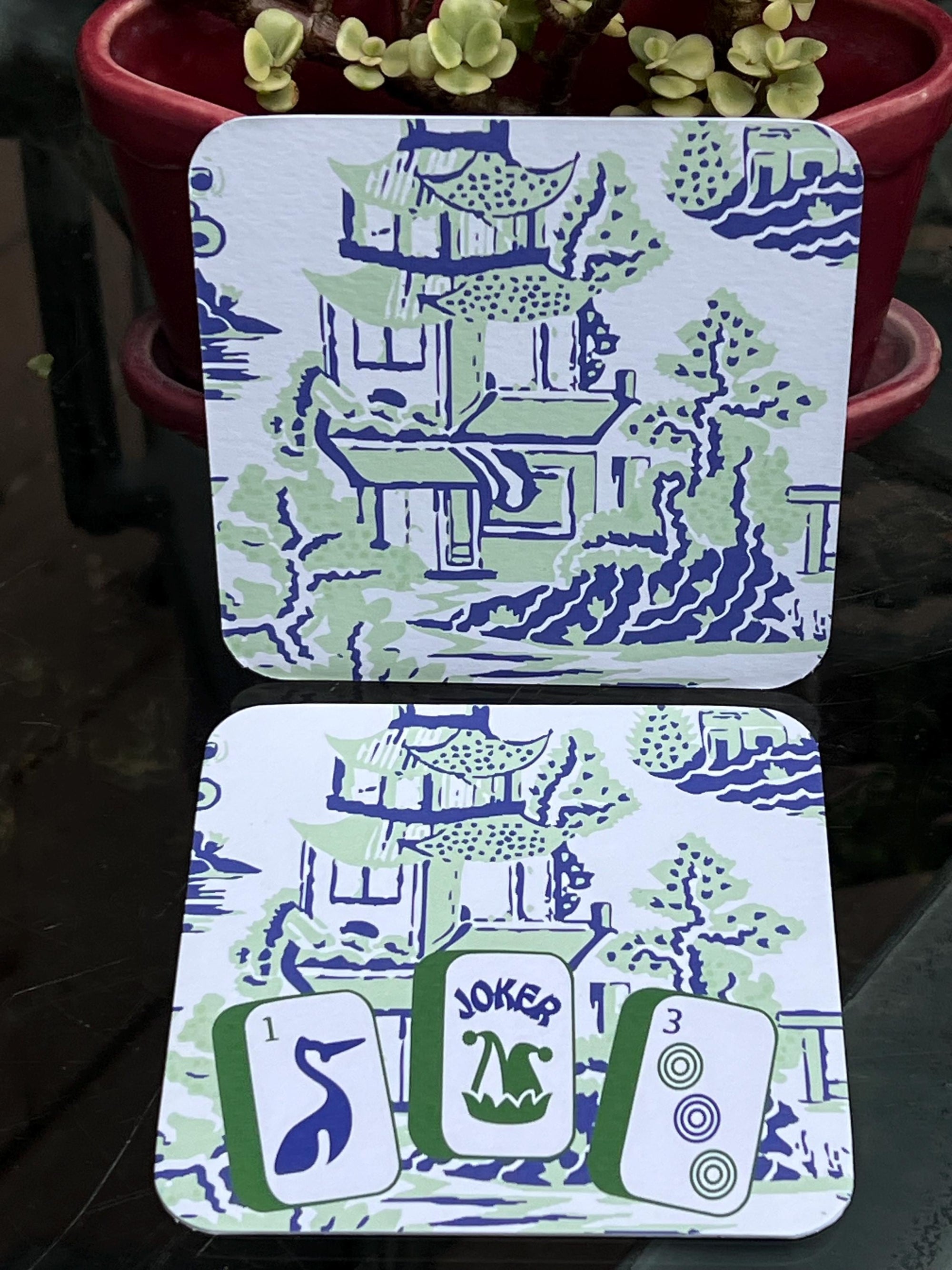Preppy Pagoda Mahjong Coasters - Set of 10