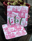 Preppy Pagoda Mahjong Coasters - Set of 10