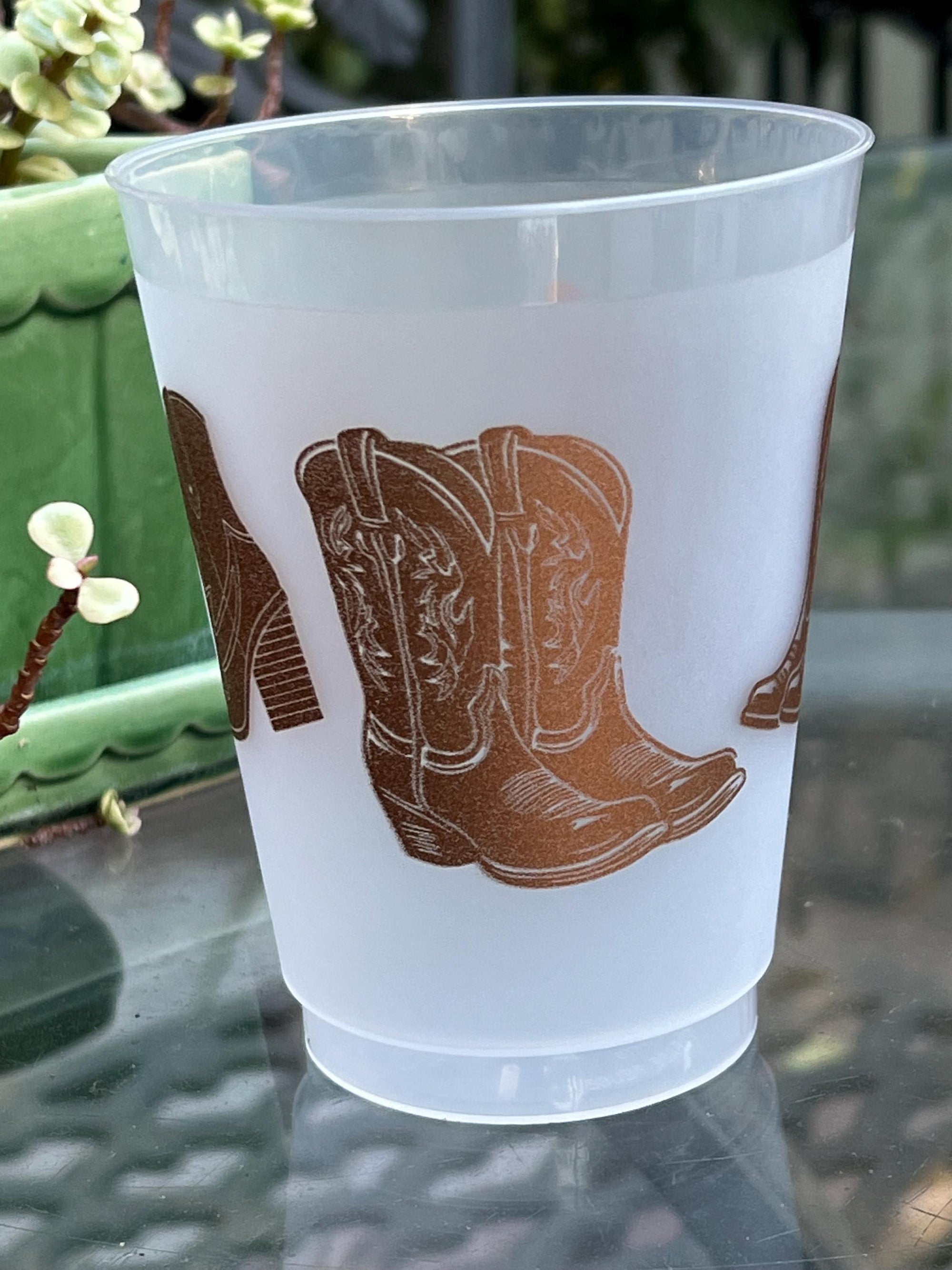 Metallic Cowboy Boots Frosted Party Cups - Set of 8