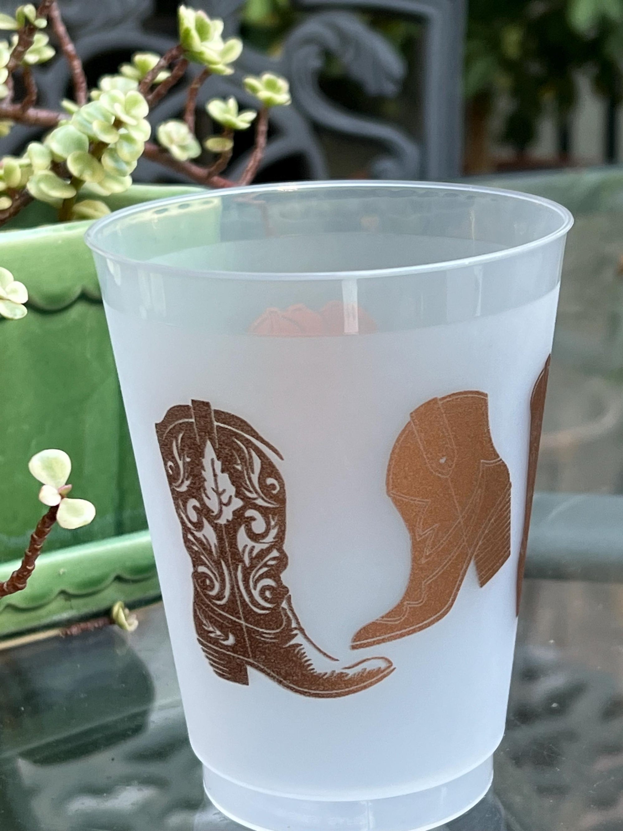 Metallic Cowboy Boots Frosted Party Cups - Set of 8