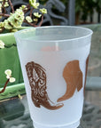 Metallic Cowboy Boots Frosted Party Cups - Set of 8