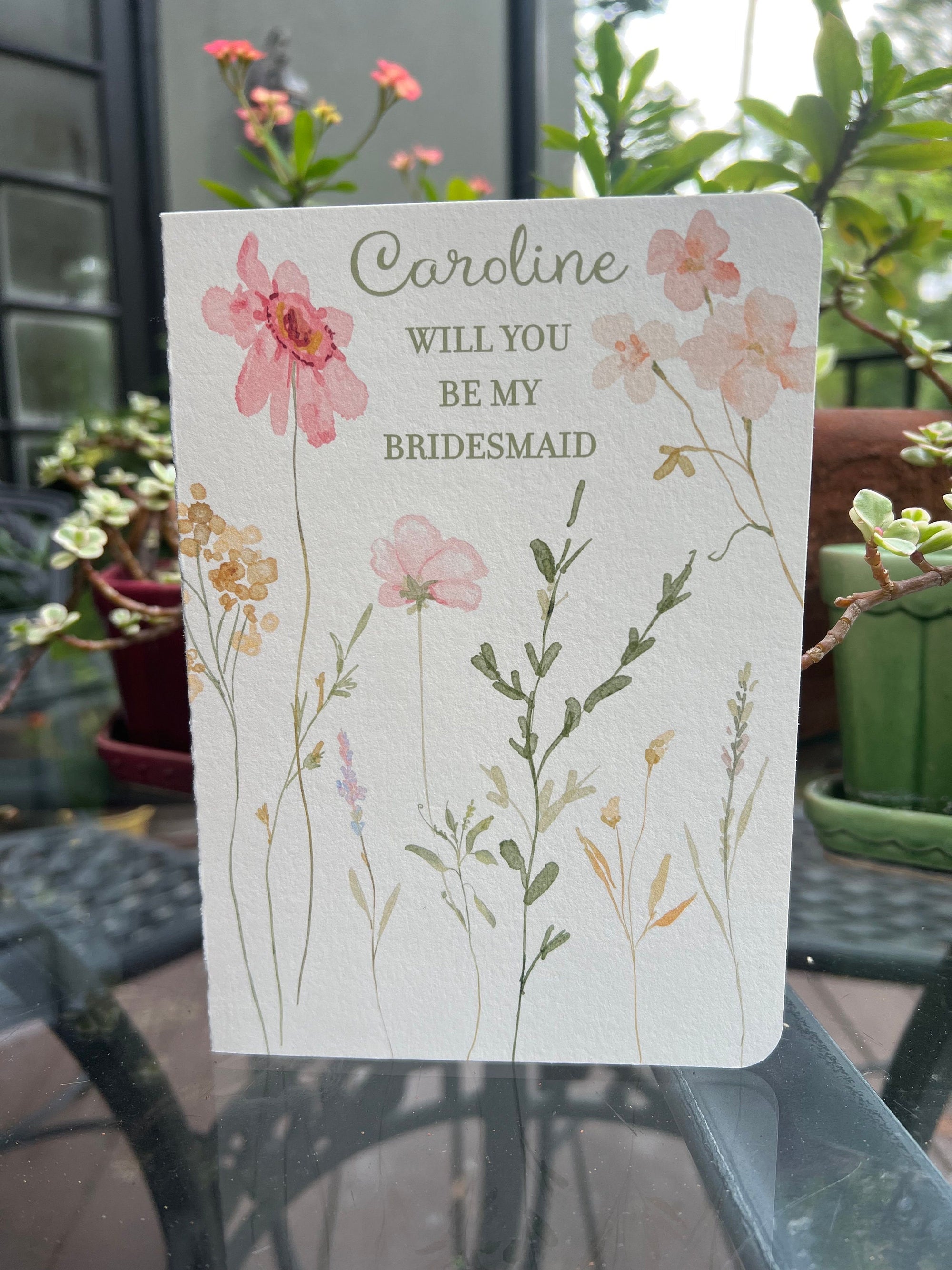Wedding Party Proposal Card - Watercolor Flowers