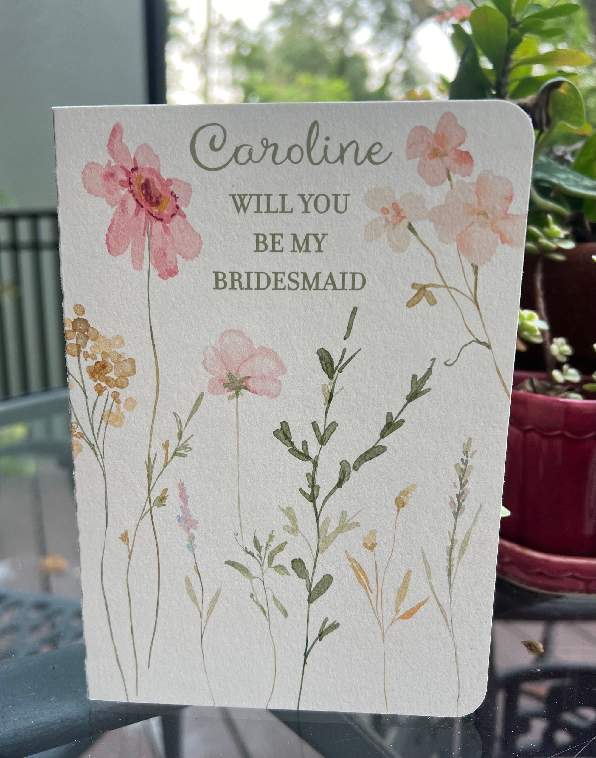Wedding Party Proposal Card - Watercolor Flowers