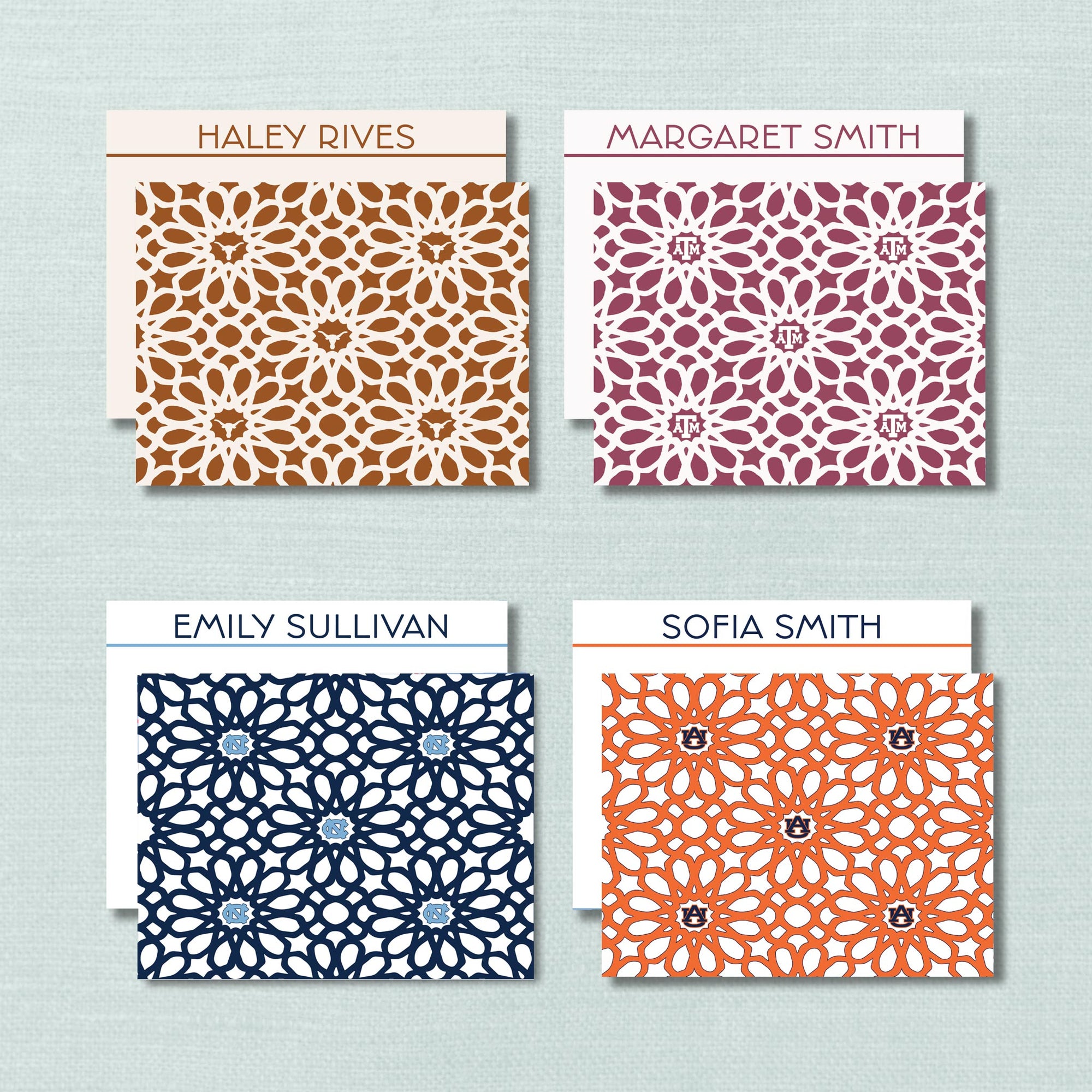 Any College Geometric Floral Personalized Notecard