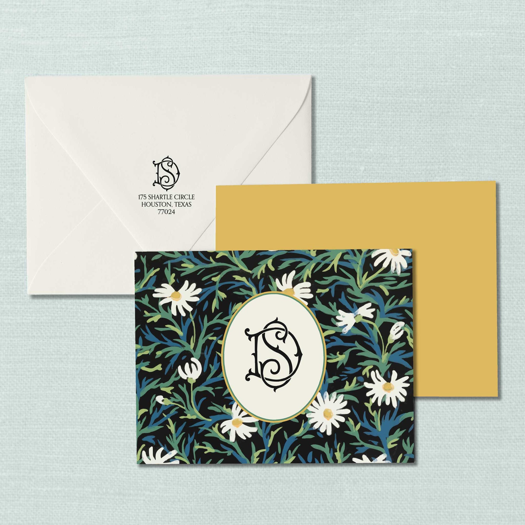 The Dolly Daisy Duogram Monogram Notecard