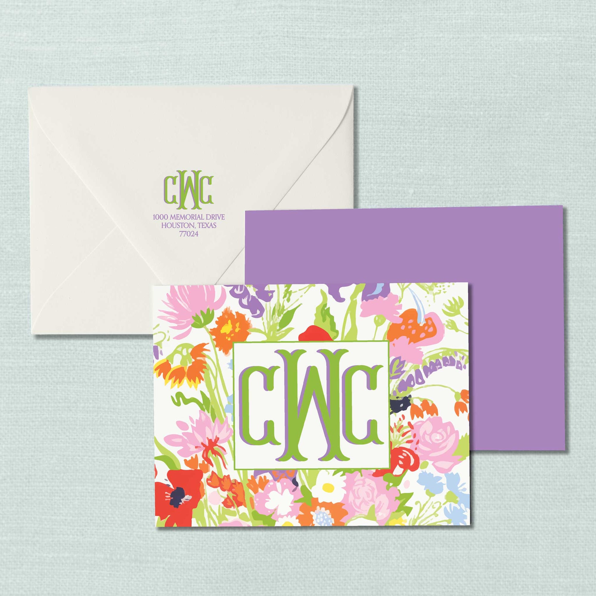 The Vera Floral Monogram Notecard