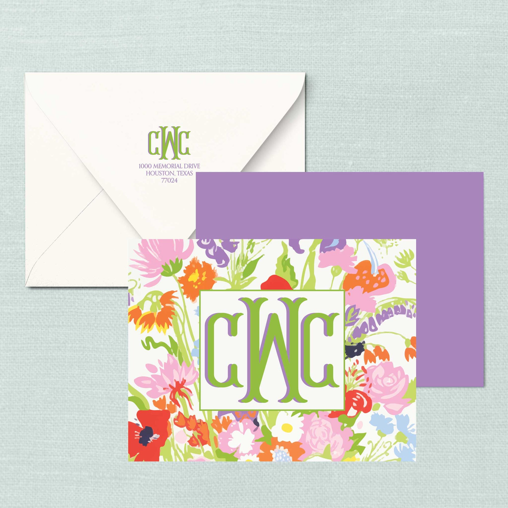 The Vera Floral Monogram Notecard