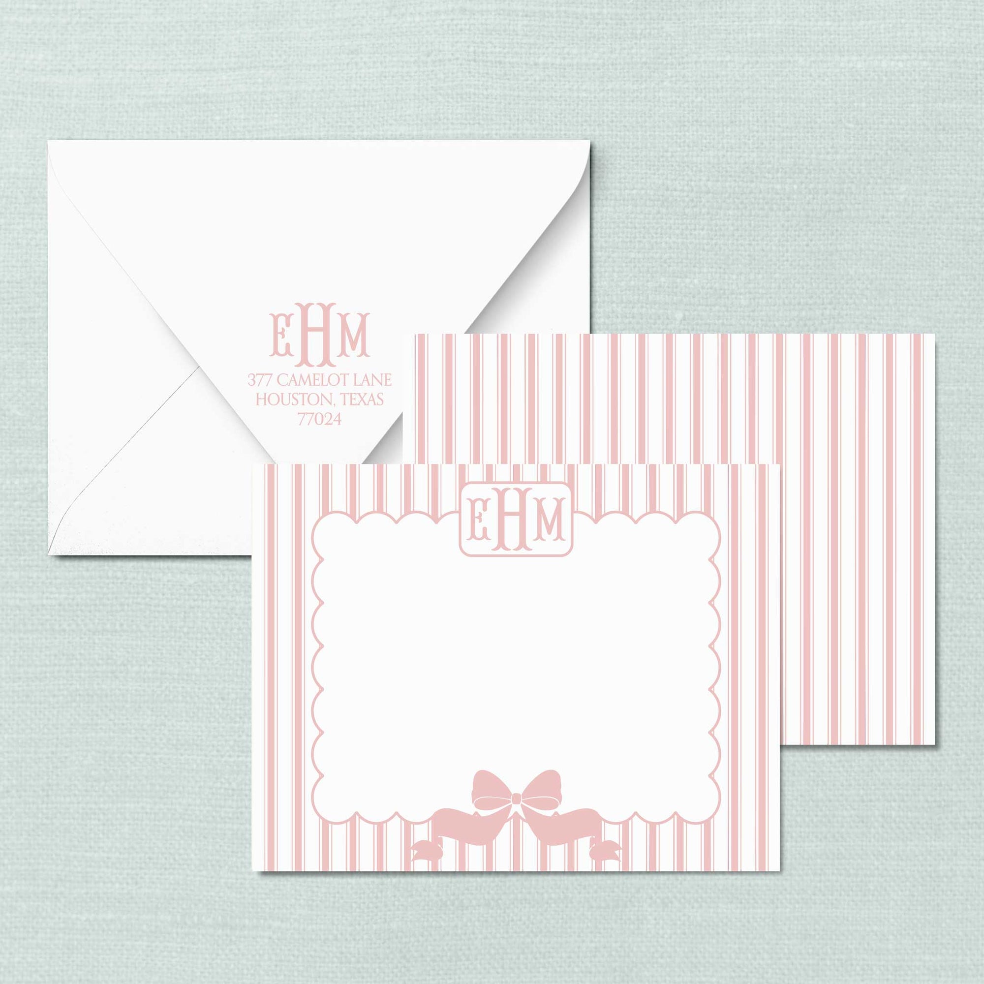 The Bow &amp; Scallop Personalized Notecard