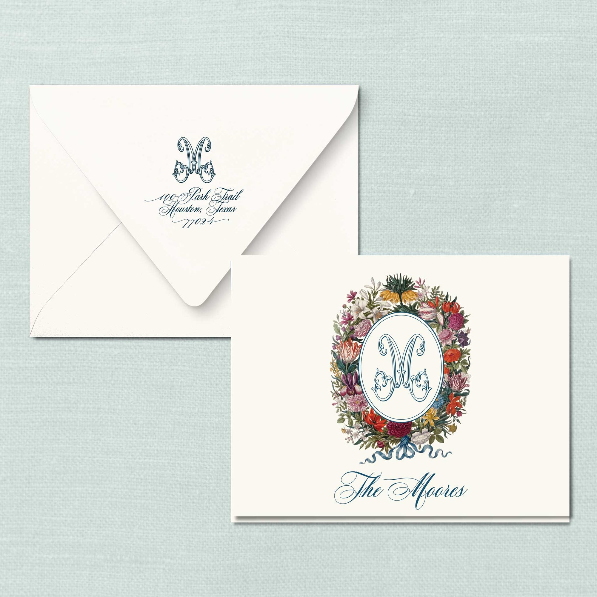 The Breakers Monogram Personalized Notecards - Folded