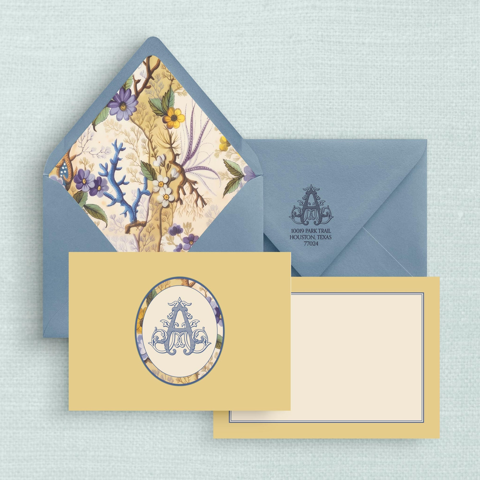 The Charleston Monogram Notecards with Lined Envelopes