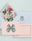 The Cherry Orchid Duogram Personalized Notecards with Lined Envelopes