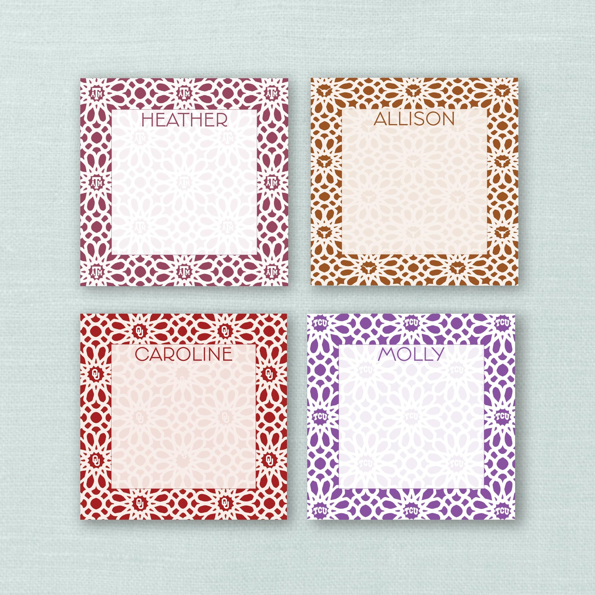 Any College Geometric Floral &amp; Logo Personalized Notepad