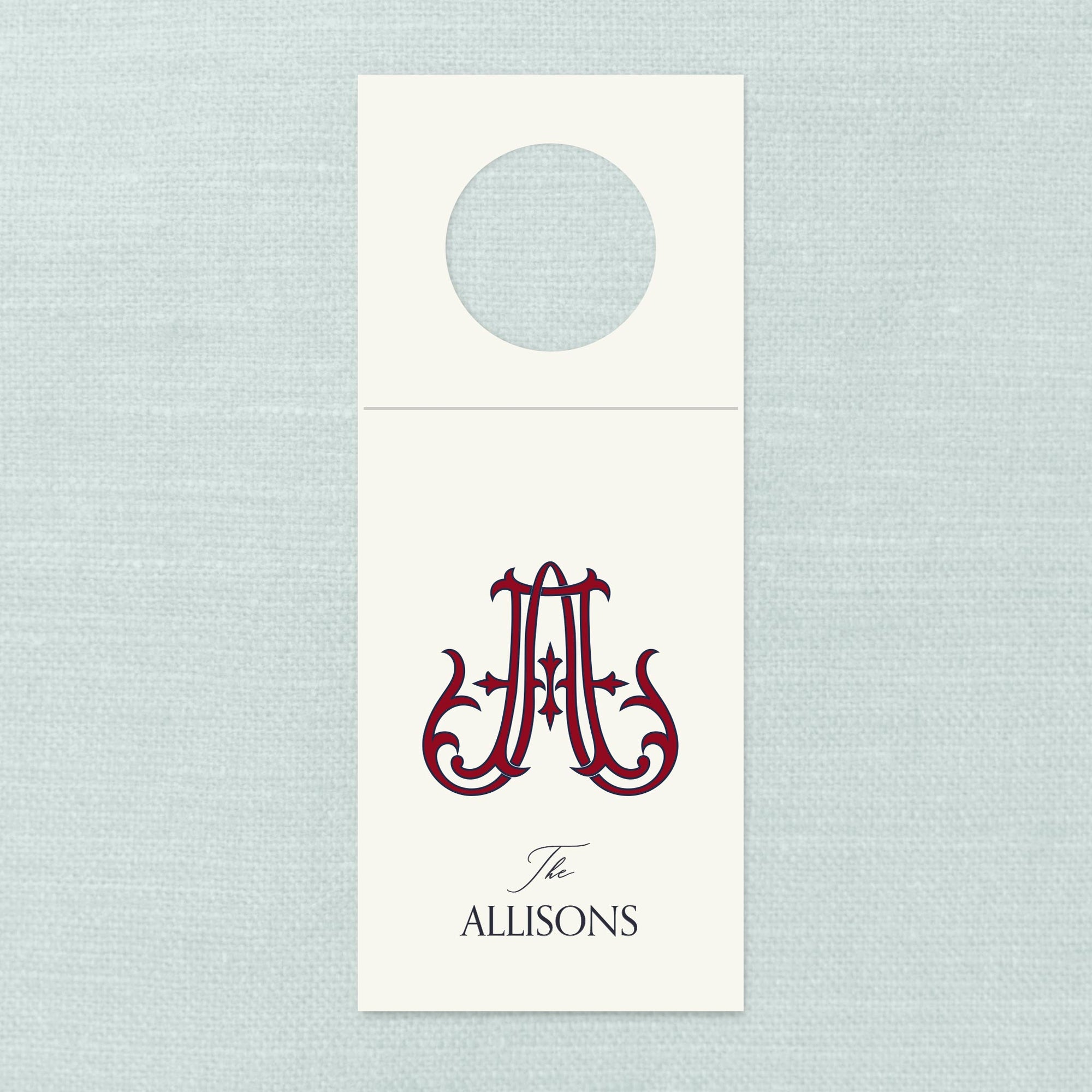 The Navy &amp; Dark Red Couture Monogram Wine Tag
