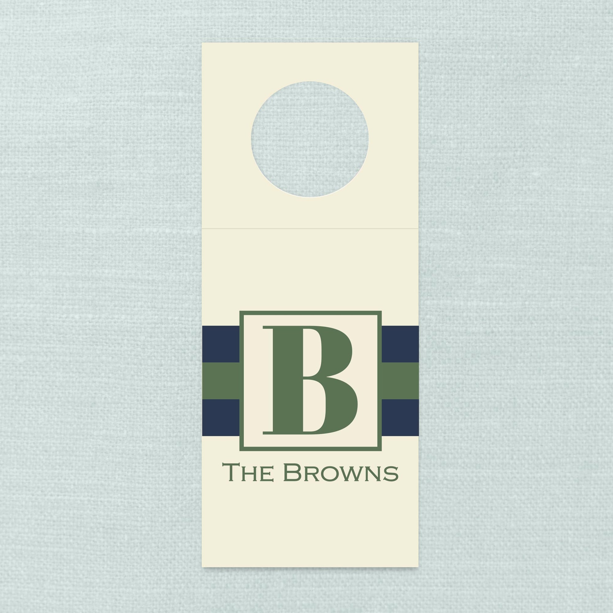 The Preppy Navy &amp; Green Monogram Wine Tag