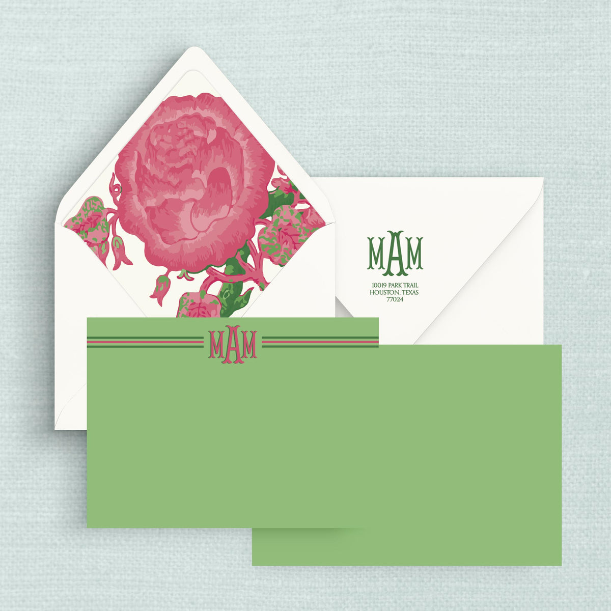 The Henrietta Monogrammed Notecards with Lined Envelopes