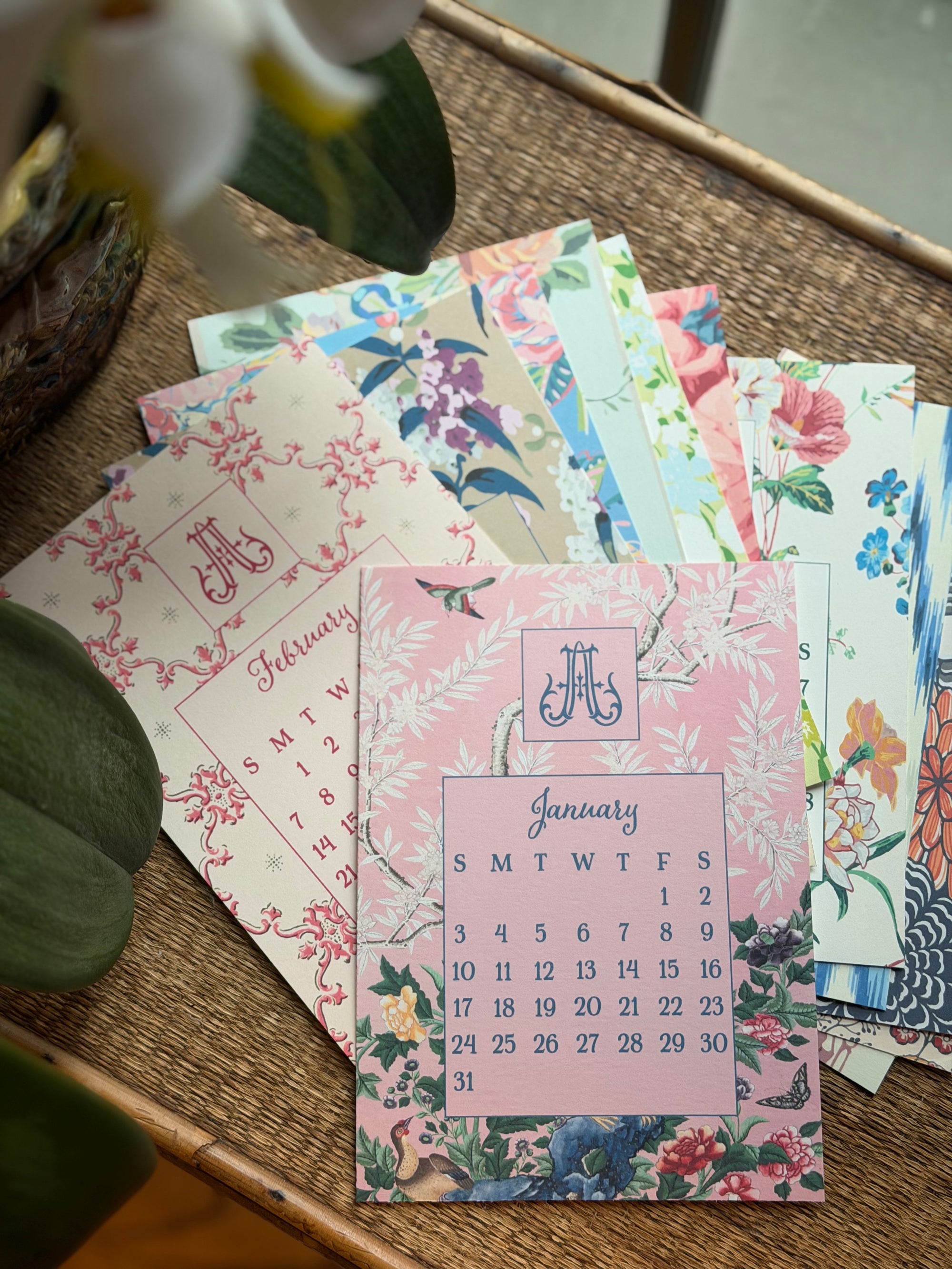 2027 Historical Wallpaper Calendar with Monogram - 3 sizes