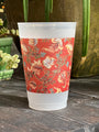 English Orange Floral Party Cups - Set of 8