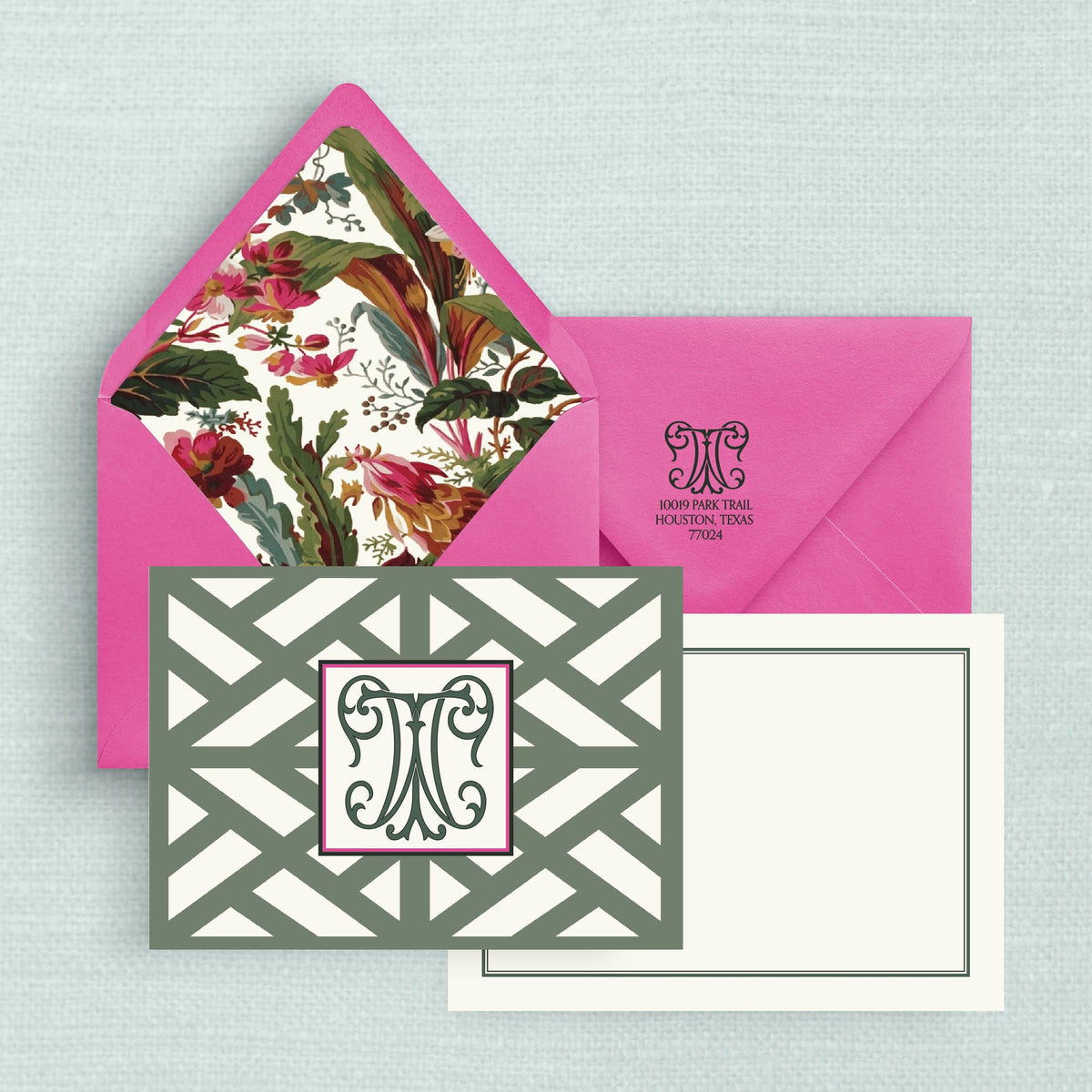 The Palm Beach Duogram Notecards with Lined Envelopes