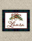The Bows & Berries Tartan Personalized Mahjong Card Sticker