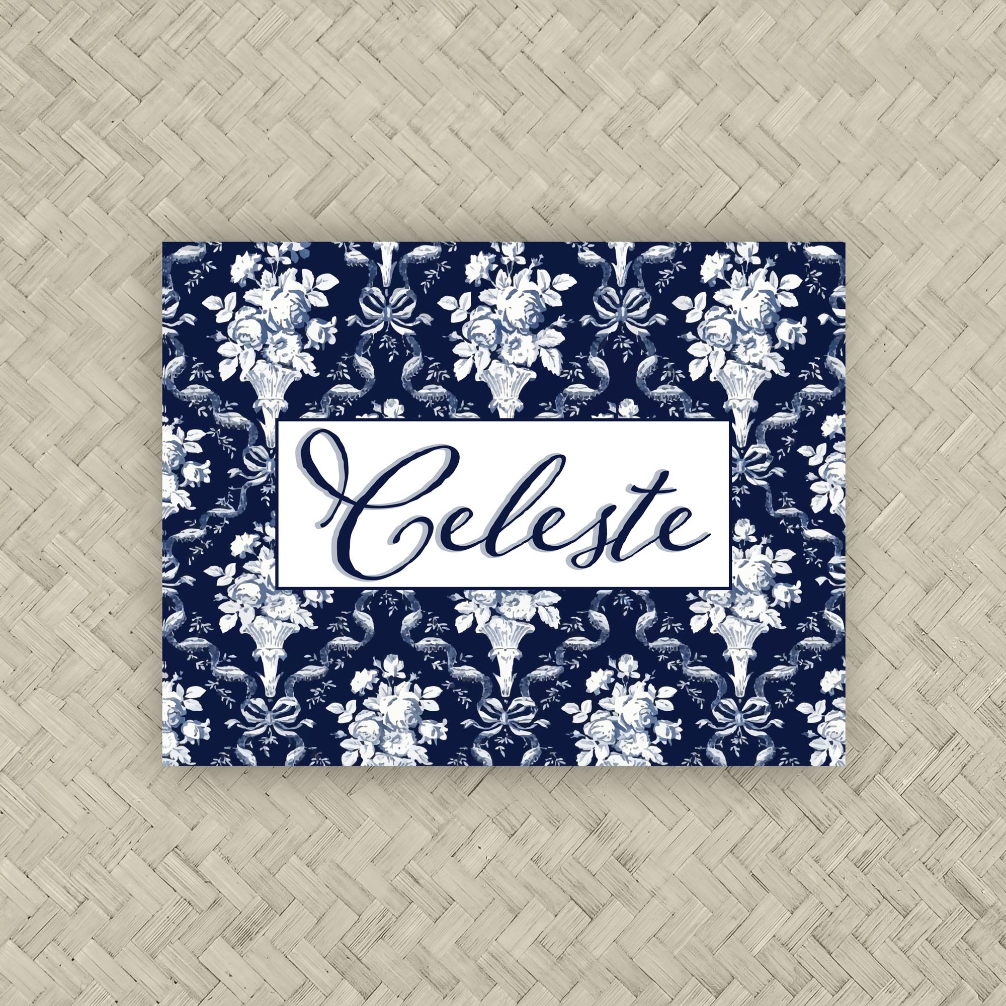 The Celeste Blue &amp; White Personalized Mahjong Card Sticker