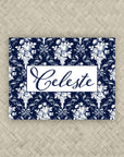 The Celeste Blue & White Personalized Mahjong Card Sticker