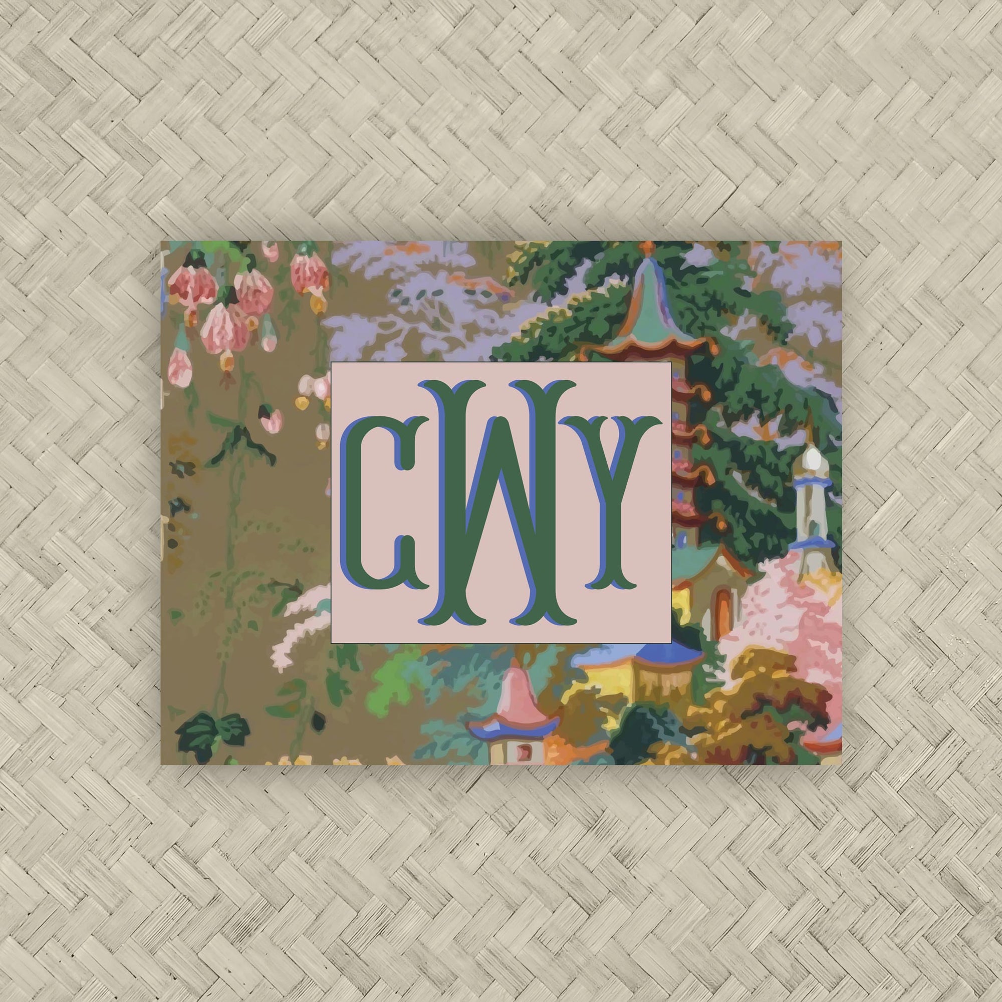 The Khaki Pagodas Monogram Mahjong Card Sticker